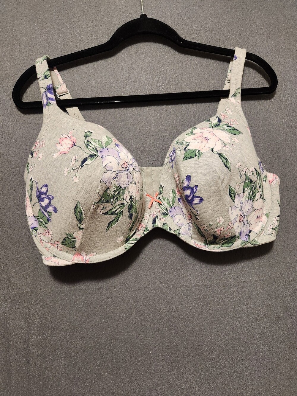 Cacique Bra Women Size 42DDD Gray Floral Plus Size Lightly Lined T-Shirt